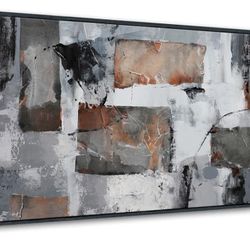 Large Wall Art - Abstract Modern Canvas Wall Art for Living Room, Framed Wall Decor for Bedroom, Decorative Artwork for Wall Decor in Gray and Black T