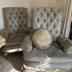 Large Vintage Chairs Accented with Mirrors