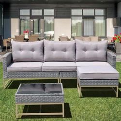 4 Pieces Patio Furniture Sets Outdoor Sectional Sofa Wicker Chair Rattan Conversation Set for Outdoor Backyard Porch Poolside Balcony Garden Furniture