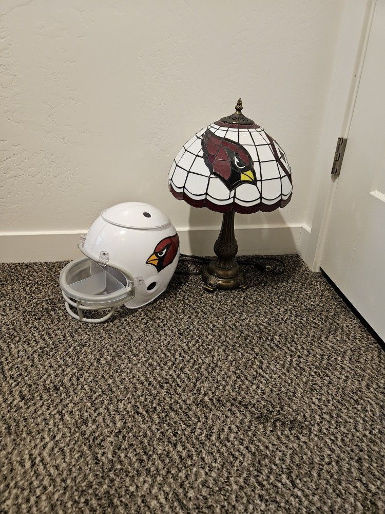 Arizona Cardinals Stained Glass Lamp & Helmet