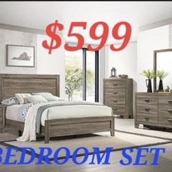 BEDROOM SET SPECIALS BED DRESSER MIRROR NIGHTSTAND AND CHEST EASY CREDIT APPROVAL NO CREDIT CHECK