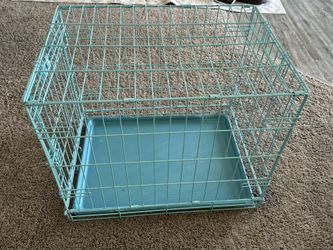 blue puppy crate