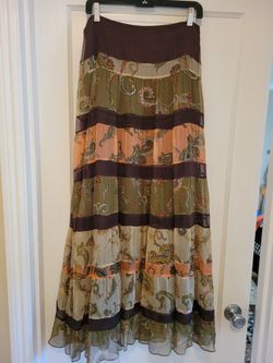 Laundry silk peasant maxi skirt