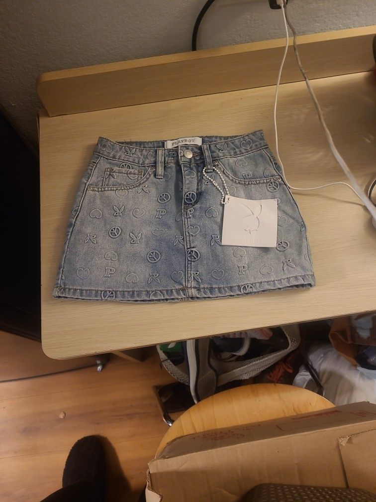 Super Cute Brand New Playboy Jean Skirt