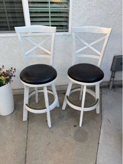 Pair of White Swivel Barstools