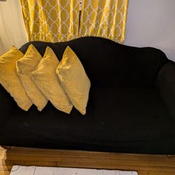 Large And Small Couch/Covers Black $25 Please Come Get!