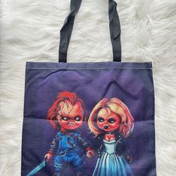 Chucky & Tiffany Horror Scary Movies Tote Bag NEW