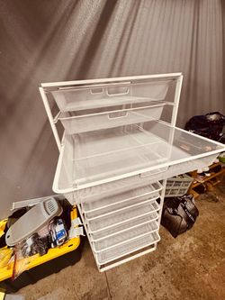White Metal Mesh Storage Drawer Tower