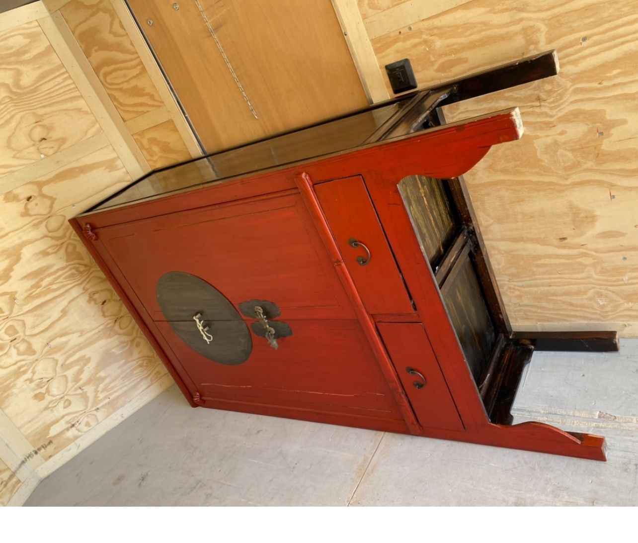 Red Laquered Oriental Armoire