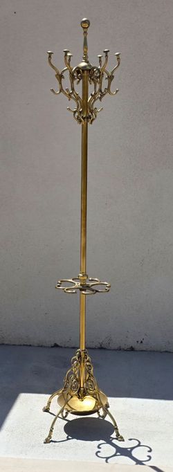 solid brass coat hanger / umbrella holder