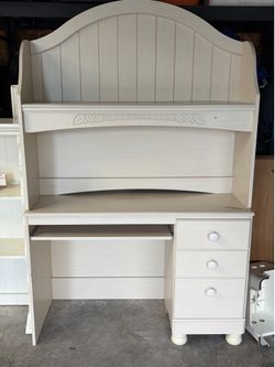 Desk and hutch cream solid wood