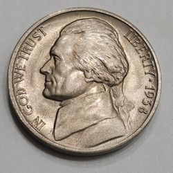 Brilliant Uncirculated 1938-D Jefferson Nickel Coin