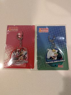 One Piece Round One Exclusive Keychain Set of 2 Luffy Chopper Zoro Sanji