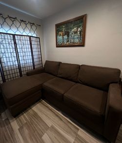 2-Piece Chocolate Brown Sectional Sofa with Chaise – Clean & Cozy ! Couch 🛋️