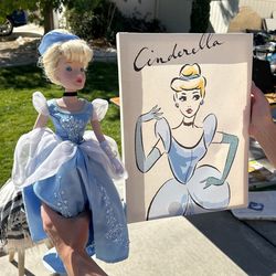 Porcelain Cinderella Doll And Canvas