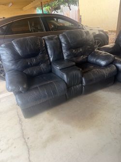 Black leather couches
