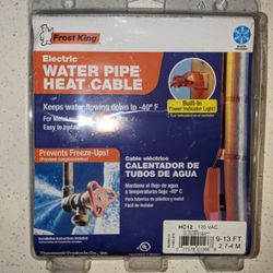 Electric water pipe heater cable, FROST KING, 9 - 13 Ft. EUC