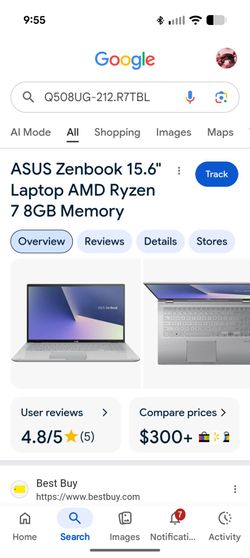 Laptop - Asus Zenbook 15.6 *CRACKED Screen*