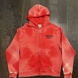Red Sum Faded Galler Department Zip Up Hoodie