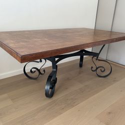 Dining Table: Solid Wood Top With Metal Framed Legs