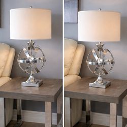Modern Side Tables + Matching Chrome Lamps