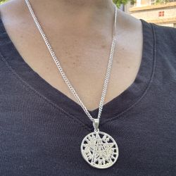 Plata 925 Cadena Con Tetragramaton Unisex Nuevo.