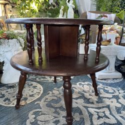 Vintage wood double end table coffee table for indoor or outdoor use
