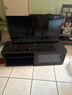 Black TV Stand with Glass Door
