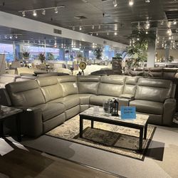 6PC Leather Power Reclining Sectional 