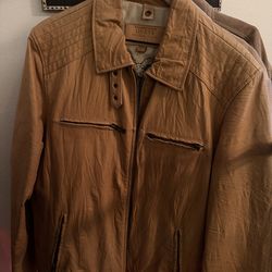 Mens large leather jacket Guess