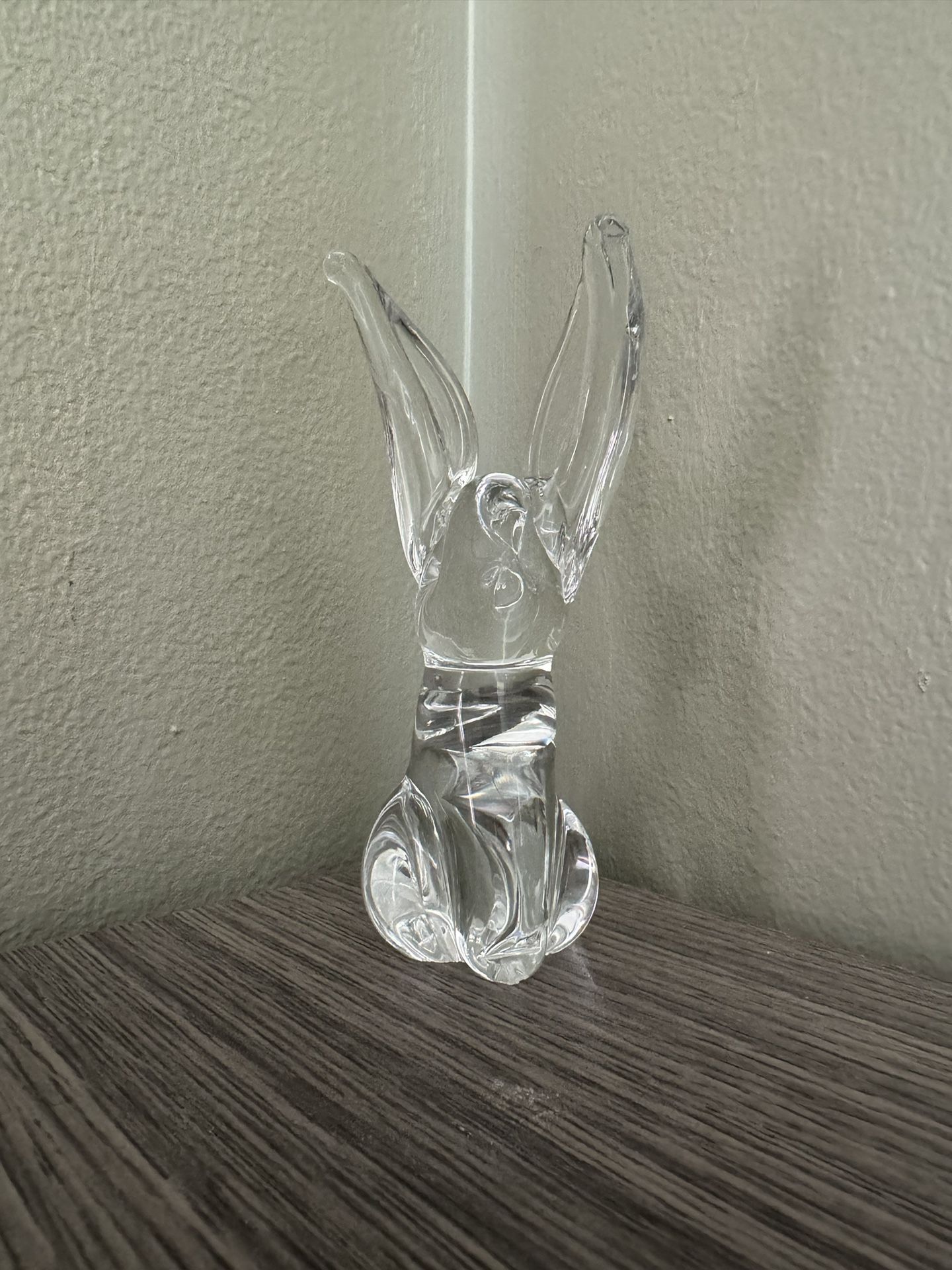 Elegant Crystal Glass Rabbit Figurine - Clear Art Glass Bunny Sculpture