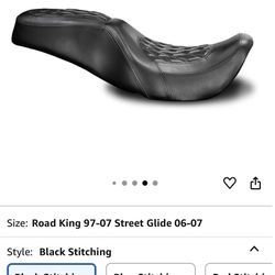 Two-UP Motorcycle Rider Passenger Seat Fit for Harley Touring Road King 1(contact info removed) Street Glide 2006-2007 (Black Stitching