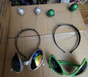 Alien Costume Set - Silver Antenna Headband & Sunglasses - Halloween