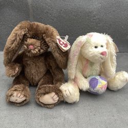Lot of 2 Ty Collectible Bunnies, Attic Treasures Collection, Rose& Georgia