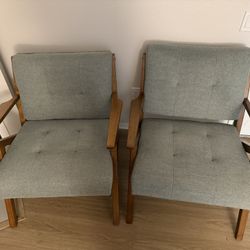 Mid Century Sage Green Lounge Chairs 