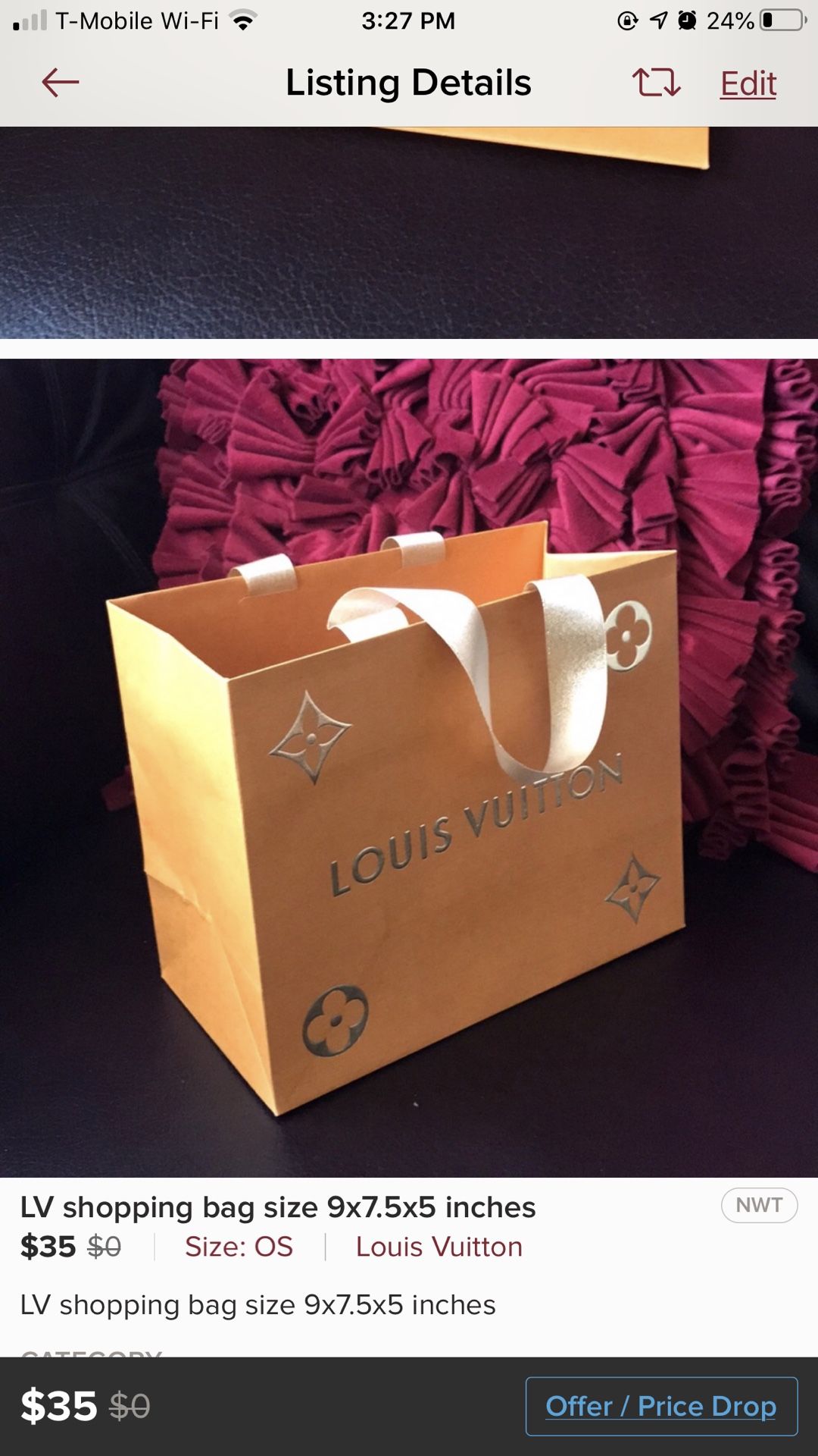 Louis Vuitton shopping bag new 8.75 x 7 x 4.5