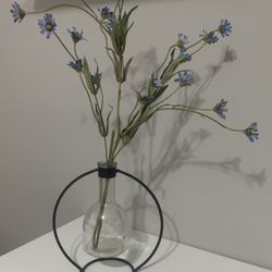 Faux Flower In Glass Pot Table Top Decoration 