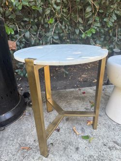 Round Marble & Brass Side Table