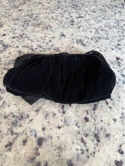 Neiman Marcus Black Velvet & Satin Bow Clutch Evening Bag with Rhinestone Clasp
