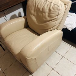 Cream leather sofa chair