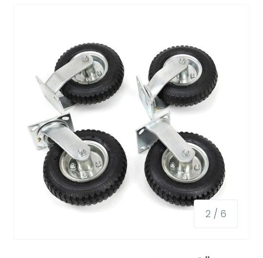 XtremepowerUS 4Pcs 8" Pneumatic Air Tire Wheel 2 Rigid + 2 Swivel HD Farm Cart