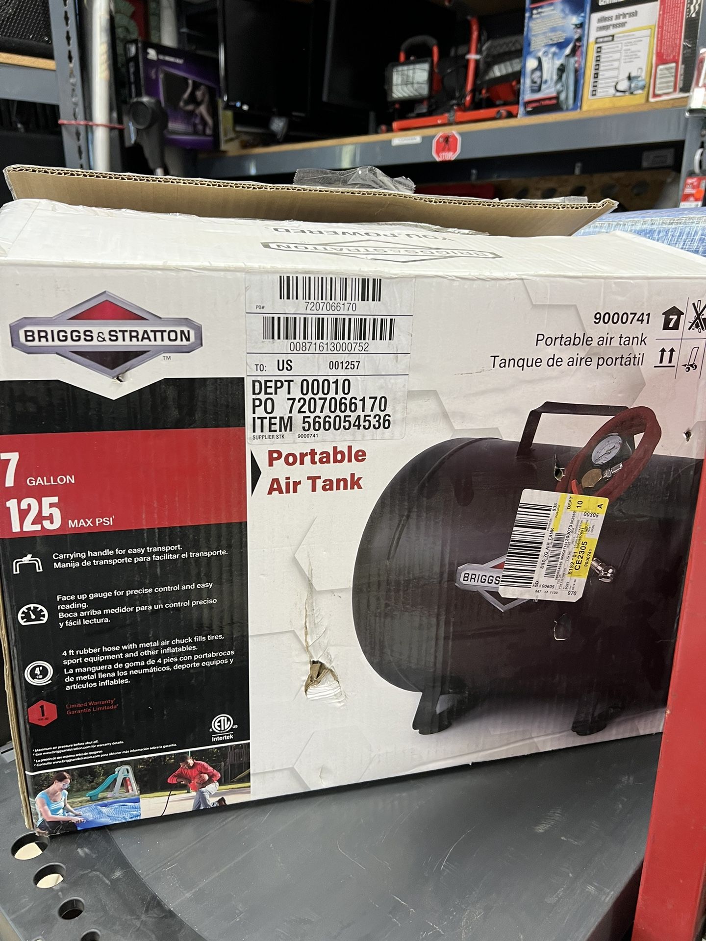 $60 - Brand New Briggs & Stratton, 7 Gallon 125 PSI Air Tank