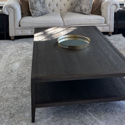 RESTORATION HARDWARE French Contemporary Rectangular Coffee Table Brown Oak