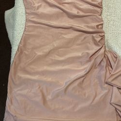 Homecoming Light Pink Tight Dress W/ Tail On The Side