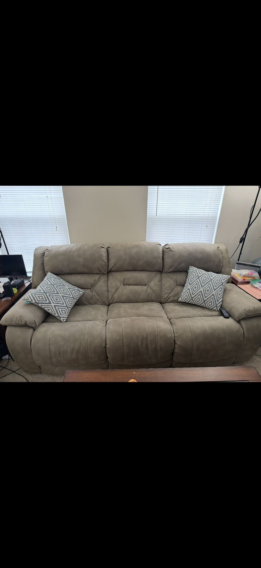 Levin Microsuede Power Couch And Recliner