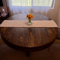 55” Round Solid Wood Pedestal Dining Table w/ 4 Drawers – Farmhouse Style