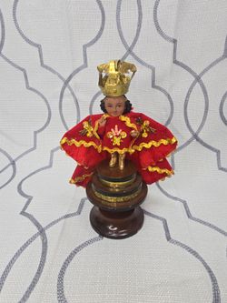 Vintage Santo Nino De Cebu HandMade Folk Art Jesus Figurine Statue Catholic READ