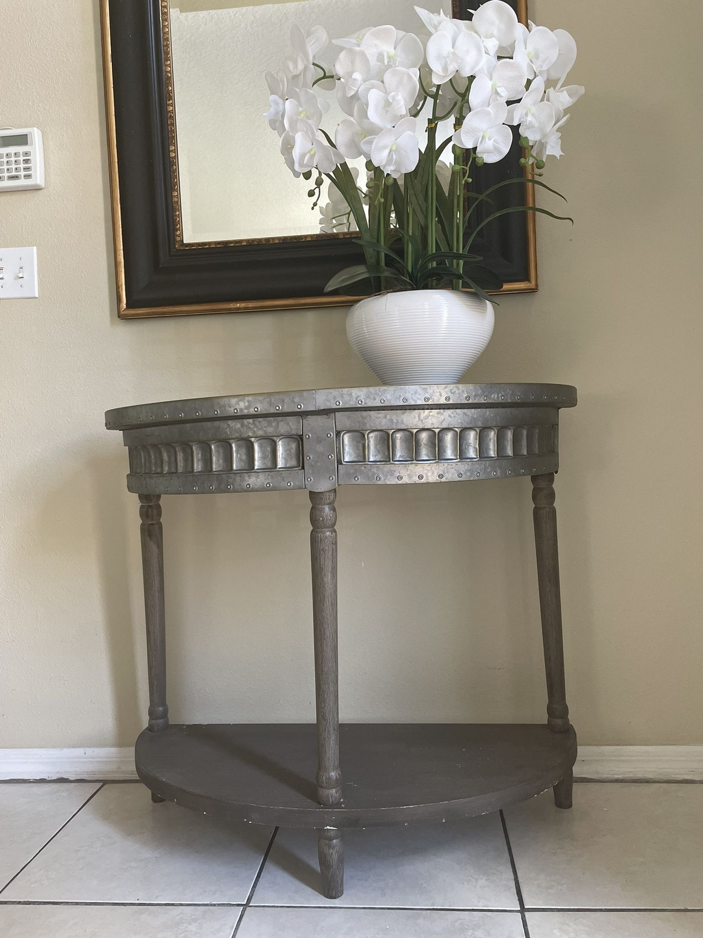 Gray metal Wood Console/end Table