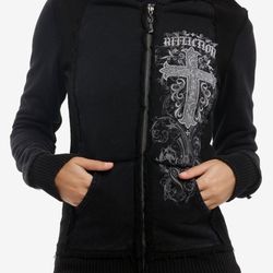 Affliction Cross Filigree Girls Hoodie XL
