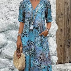 Leopard Print Midi Dress Women Summer Dresses